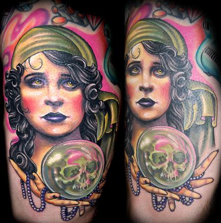 Tattoos - Color Vintage Fortune Teller Tattoo - 73912